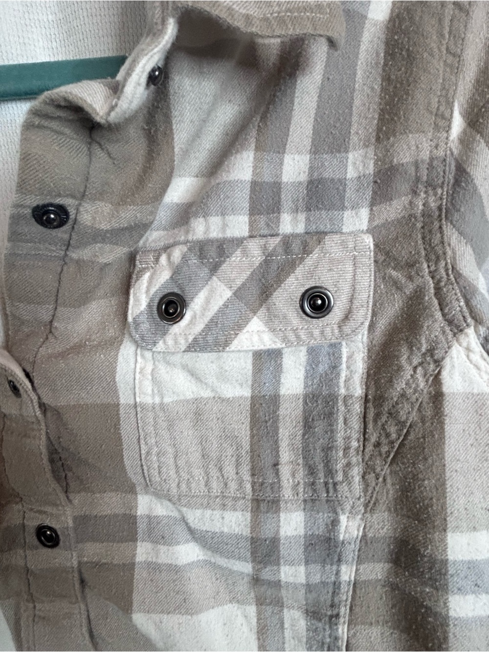 Prana Plaid Button-Front Women's lined Flannel in Taupe & Cream XL - Picture 4 of 11